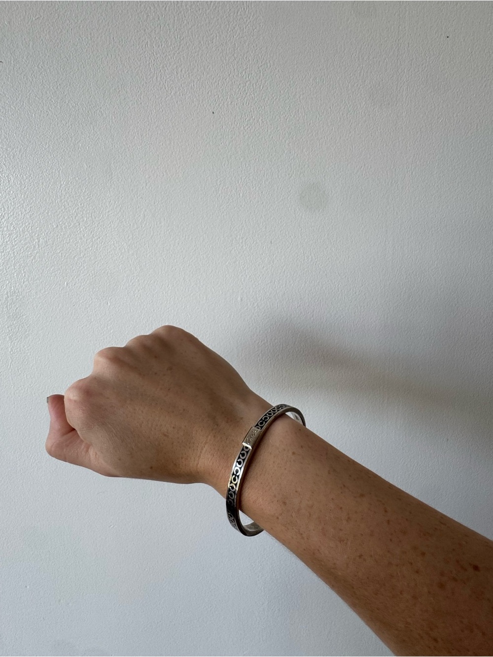 Coach Sliver Bangle with Black Detail
